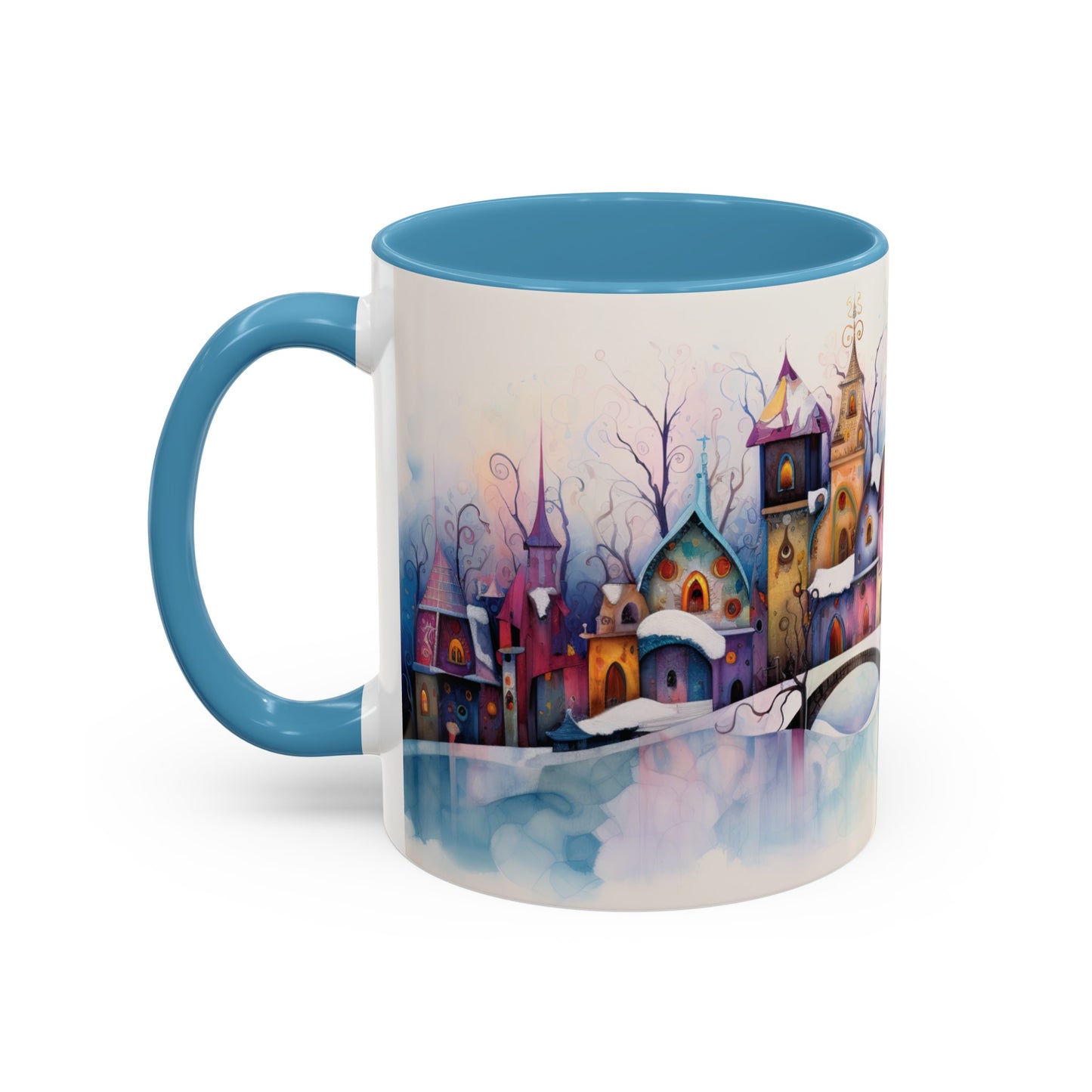 Pastel Winter Village Coffee Mug, 11oz