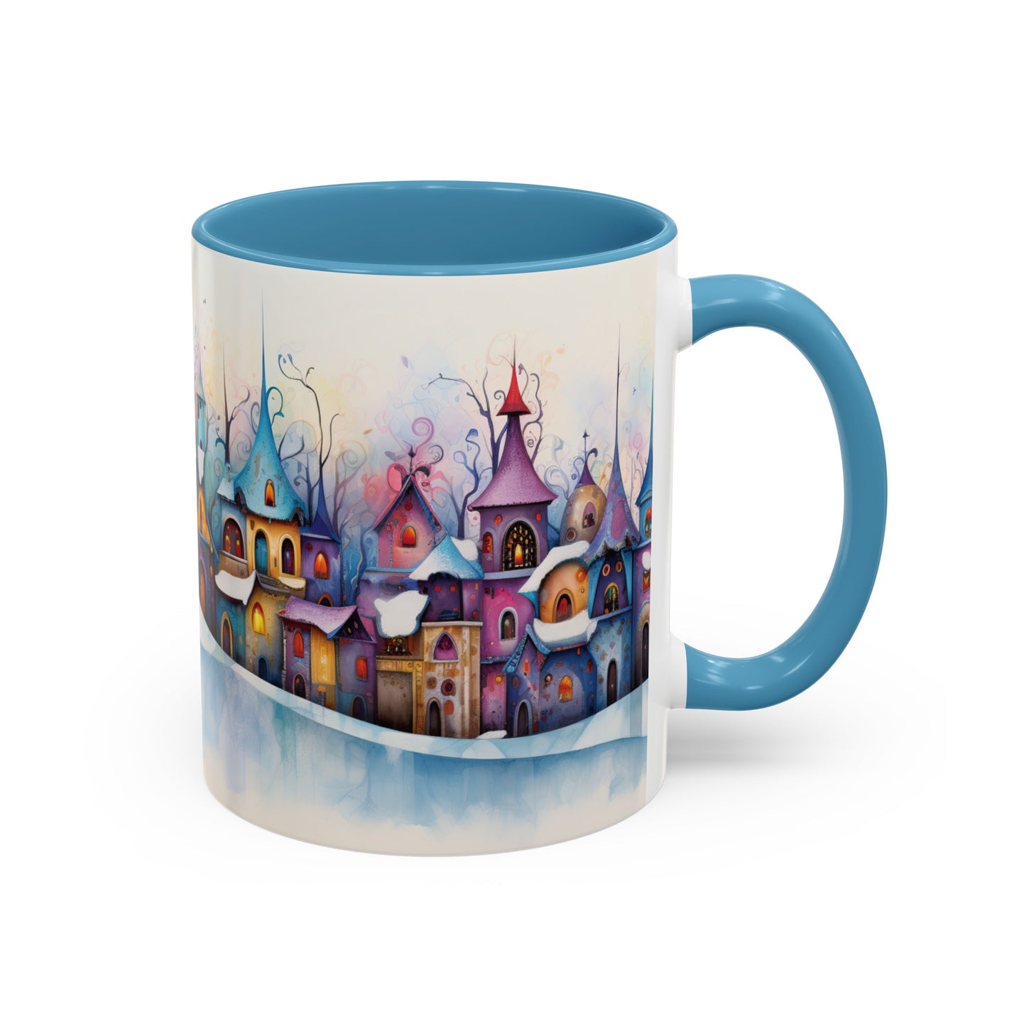 Pastel Winter Village Coffee Mug, 11oz