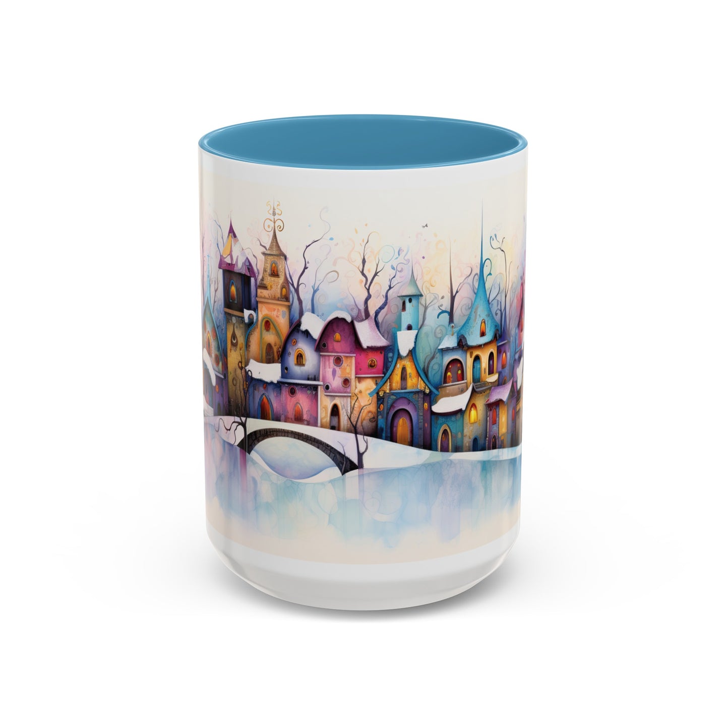 Pastel Winter Village Coffee Mug, 11oz