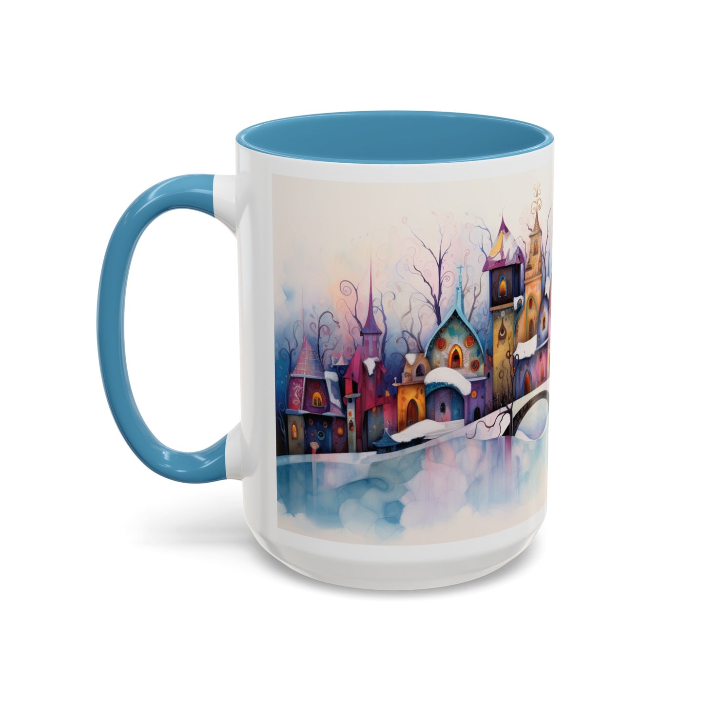 Pastel Winter Village Coffee Mug, 11oz