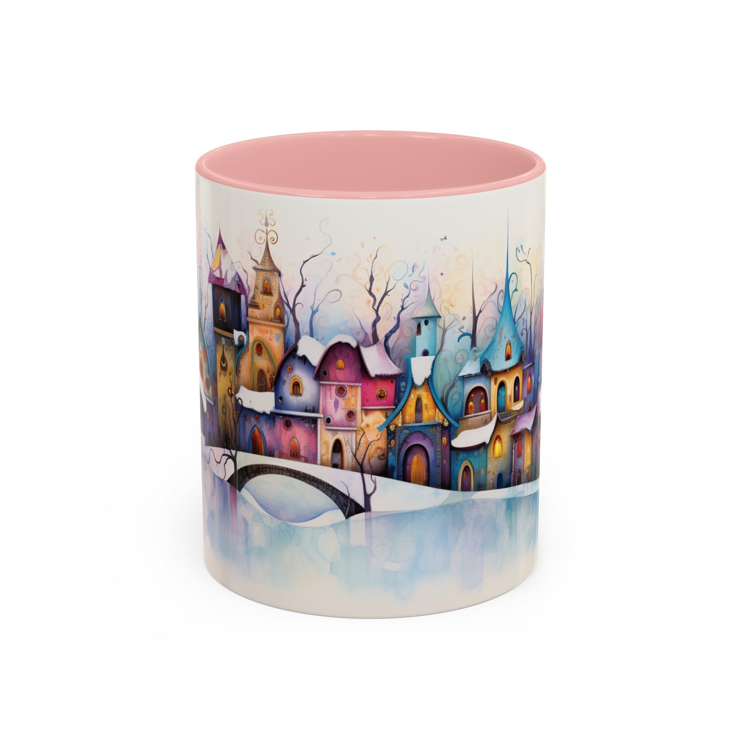 Pastel Winter Village Coffee Mug, 11oz