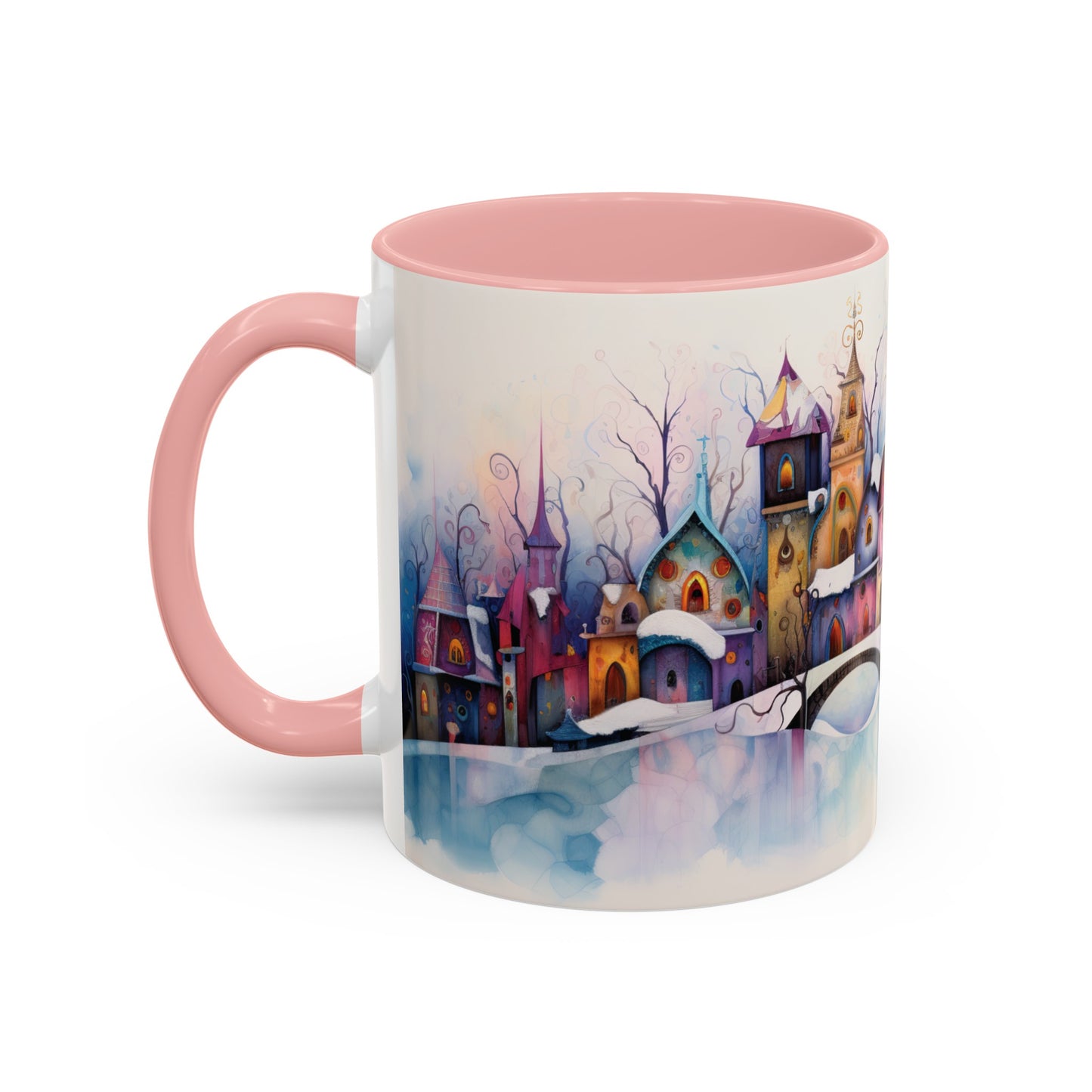 Pastel Winter Village Coffee Mug, 11oz