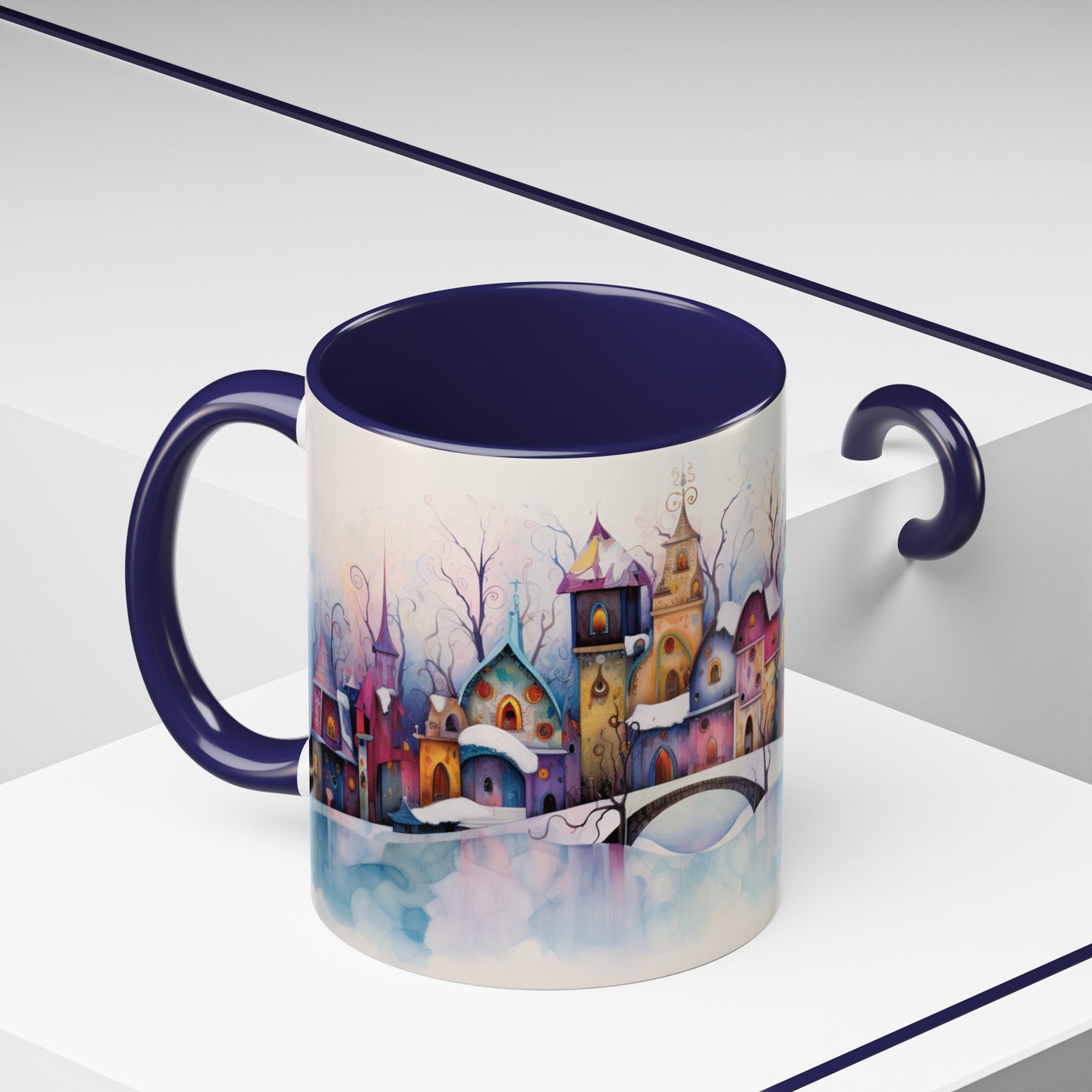 Pastel Winter Village Coffee Mug, 11oz