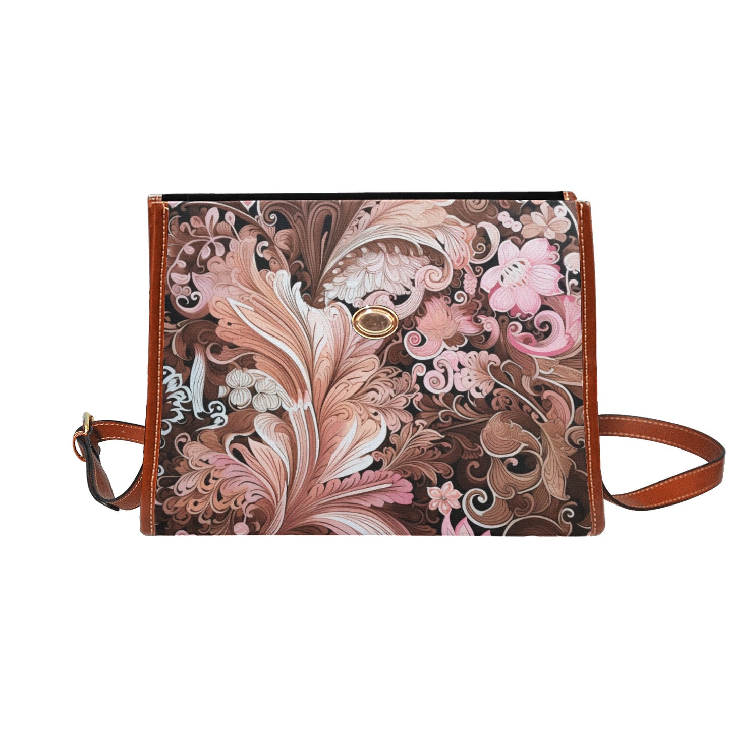 Serene Pink Hills and Forest Deer Satchel Bag