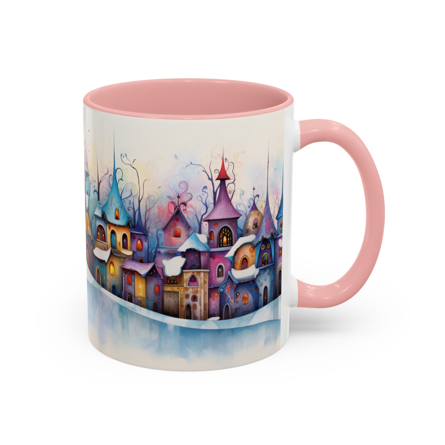 Pastel Winter Village Coffee Mug, 11oz