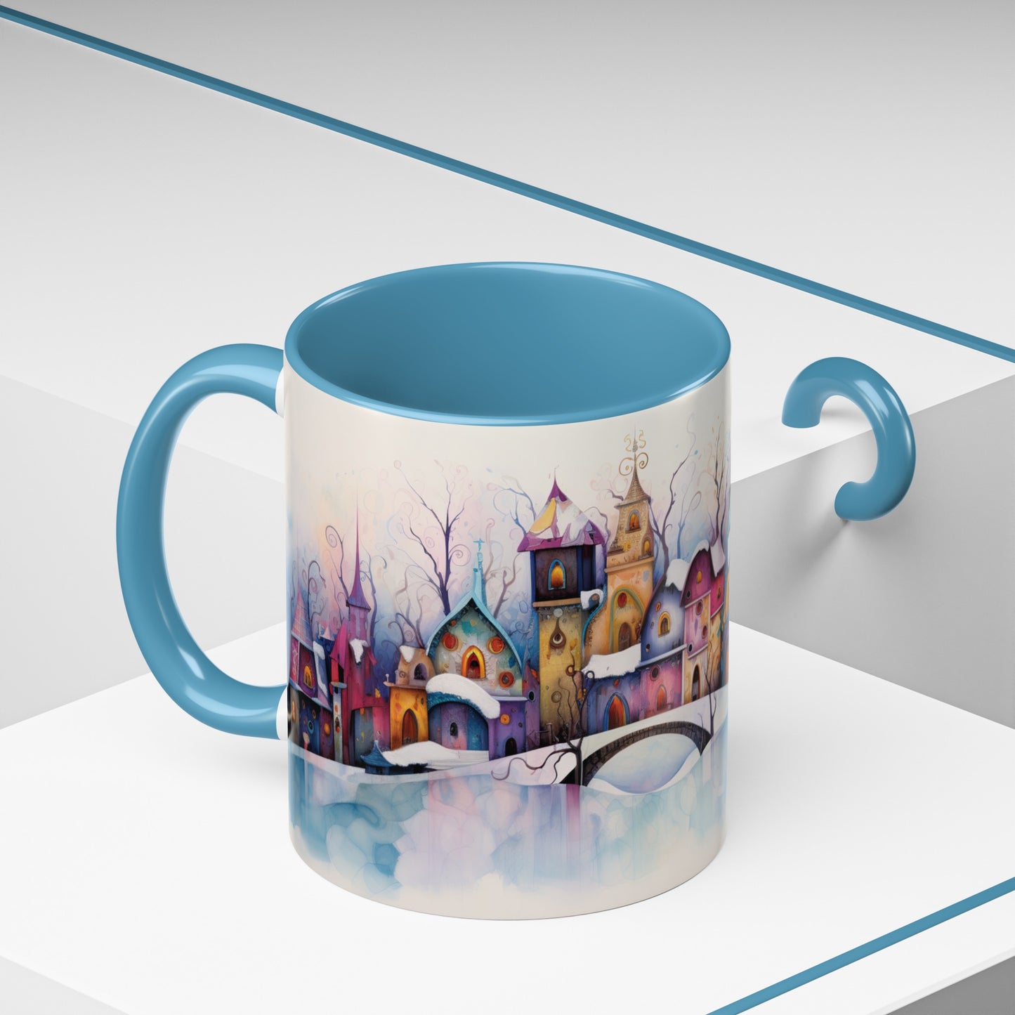 Pastel Winter Village Coffee Mug, 11oz