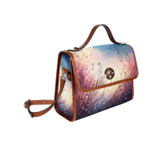 Fuchsia Wildflower Field Starlight Satchel Bag