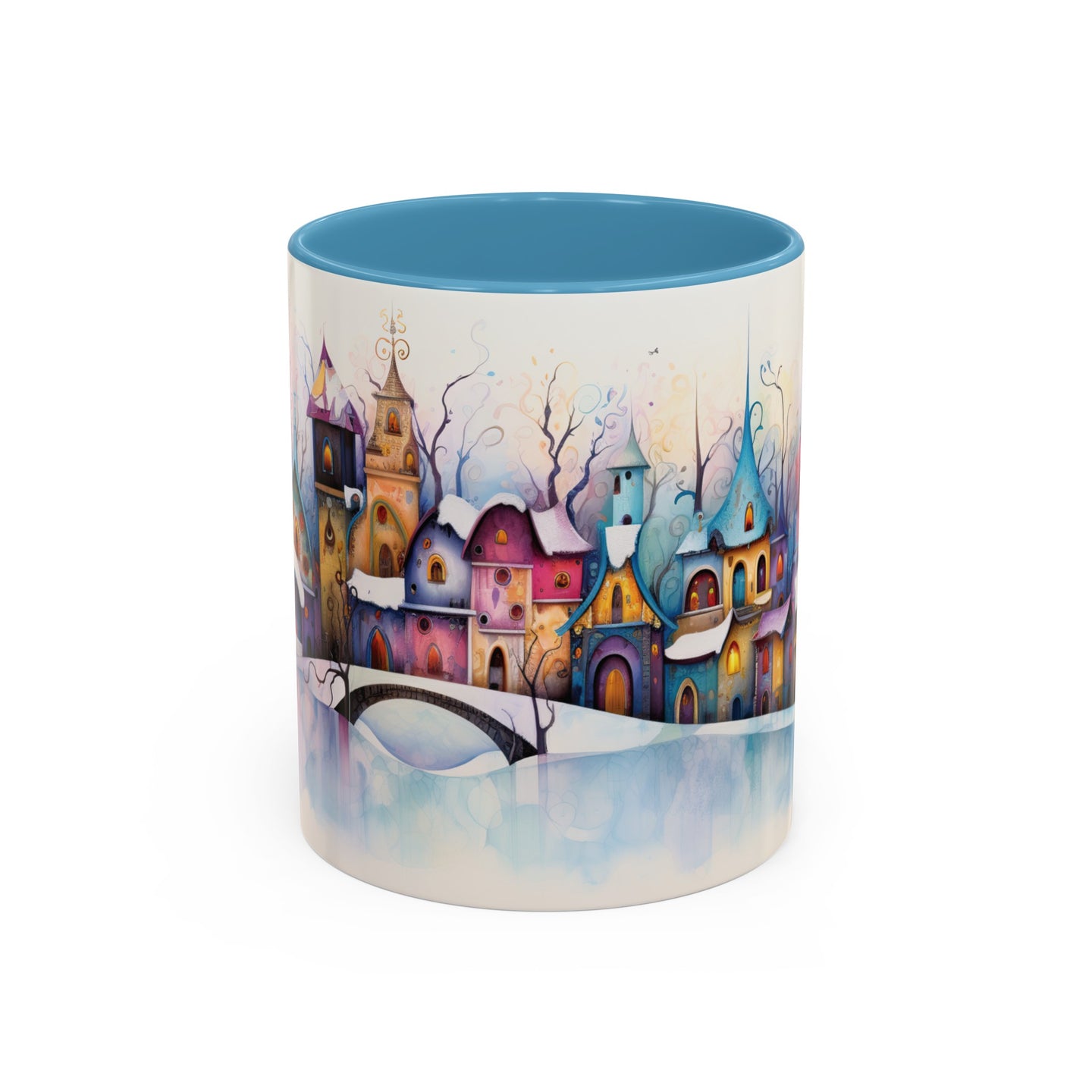 Pastel Winter Village Coffee Mug, 11oz