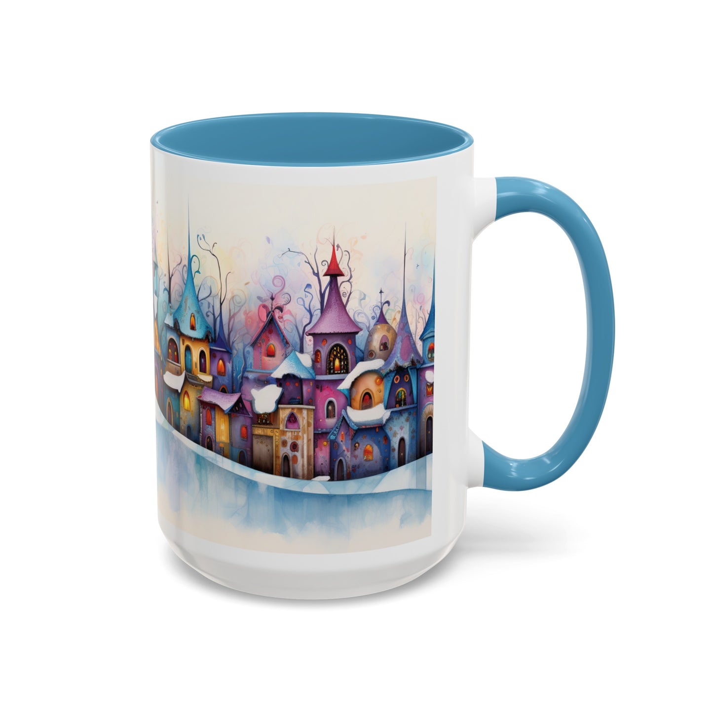 Pastel Winter Village Coffee Mug, 11oz