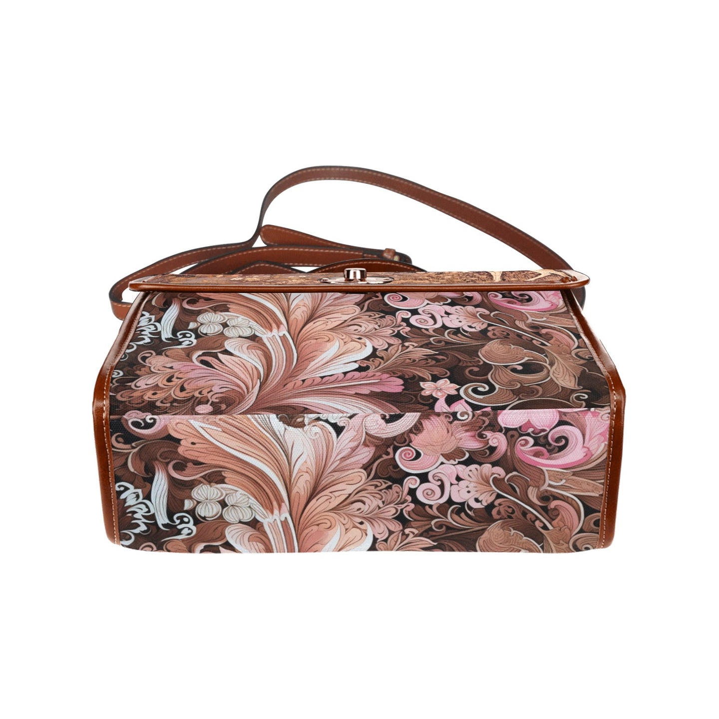 Serene Pink Hills and Forest Deer Satchel Bag