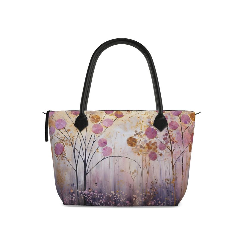 Hazy Lavender Trees Zip Top Handbag