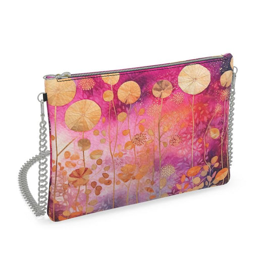 Gold water lilies pink lake Crossbody Bag